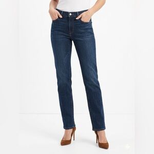 Womens Straight-Leg Jeans in Dark Blue Denim